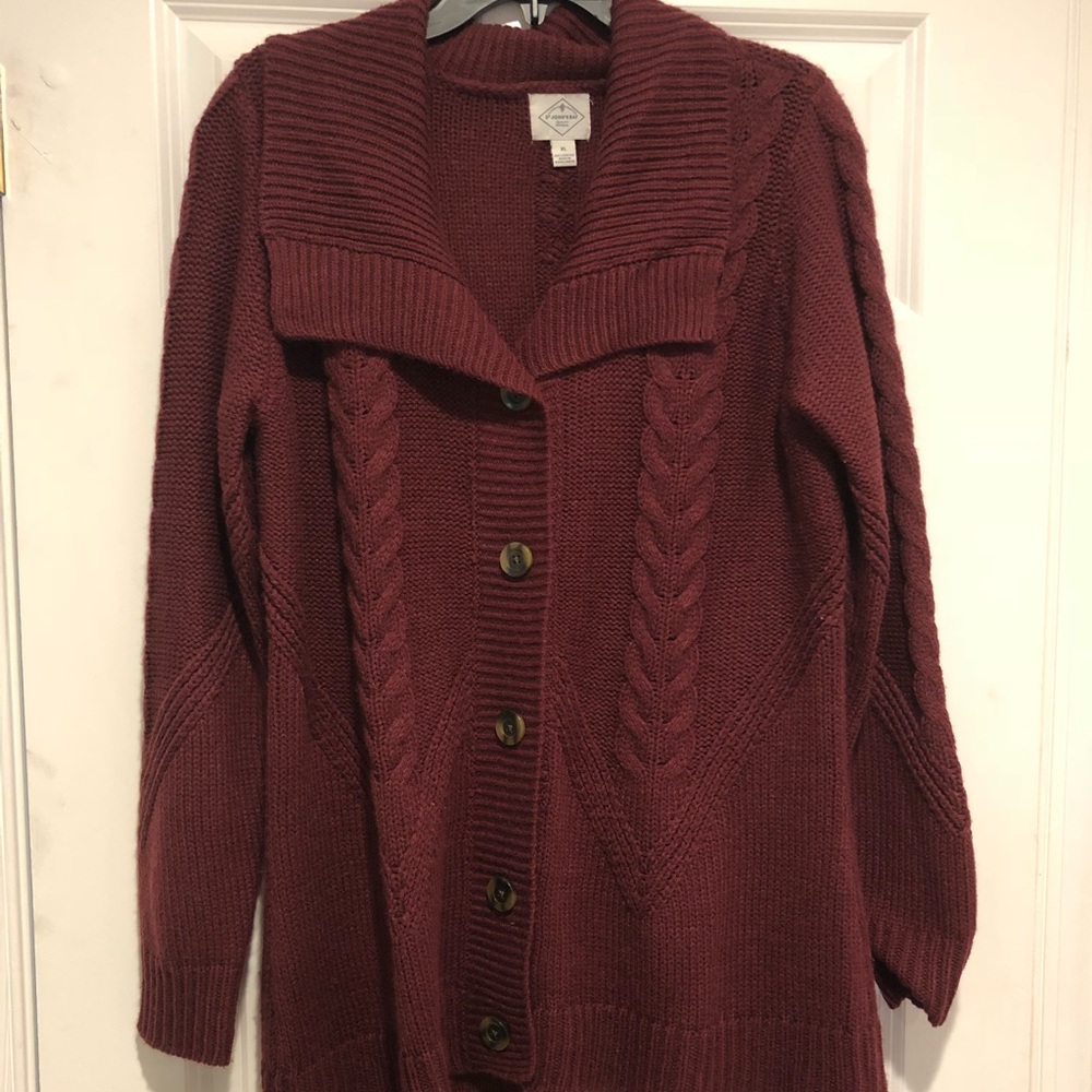 Cranberry Button Down Sweater